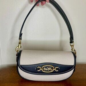 NEW Coach Harley 23 Cream Canvas and black leather - 3 straps